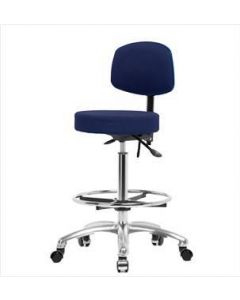 Neta ECOM Fabric High Bench Height Stool With Back - Chrome Base