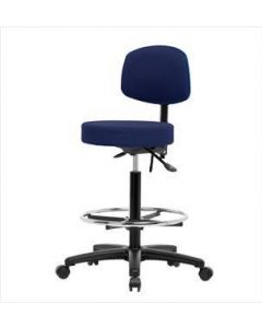 Neta ECOM Fabric High Bench Height Stool With Back - Nylon Base