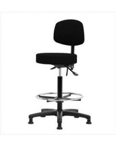 Neta ECOM Fabric High Bench Height Stool With Back - Nylon Base