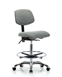 Neta ECOM Fabric High Bench Height Chair - Chrome Base Chrome Foot