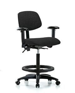 Neta ECOM Fabric High Bench Height Chair - Nylon Base Arms Black