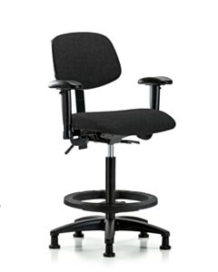 Neta ECOM Fabric High Bench Height Chair - Nylon Base Arms Black