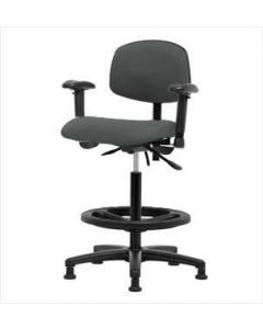 Neta ECOM Fabric High Bench Height Chair - Nylon Base Arms Black
