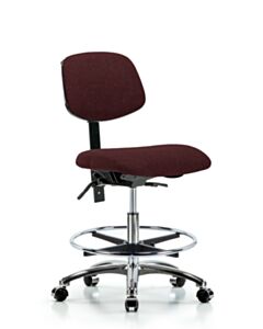 Neta ECOM Fabric Medium Bench Height Chair - Chrome Base Chrome Foot