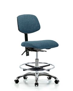 Neta ECOM Fabric Medium Bench Height Chair - Chrome Base Chrome Foot