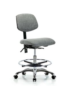 Neta ECOM Fabric Medium Bench Height Chair - Chrome Base Chrome Foot