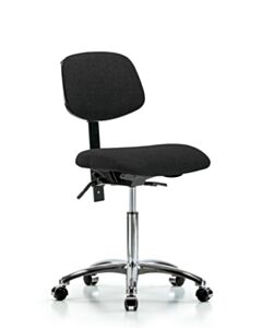 Neta ECOM Fabric Medium Bench Height Chair - Chrome Base Chrome Casters