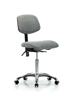 Neta ECOM Fabric Medium Bench Height Chair - Chrome Base Chrome Casters