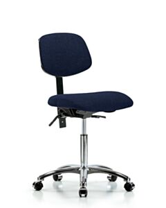Neta ECOM Fabric Medium Bench Height Chair - Chrome Base Chrome Casters