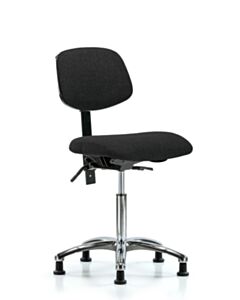 Neta ECOM Fabric Medium Bench Height Chair - Chrome Base Glides Black