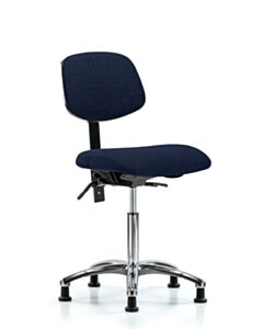 Neta ECOM Fabric Medium Bench Height Chair - Chrome Base Glides Navy
