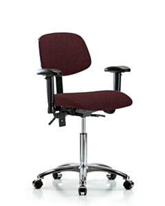 Neta ECOM Fabric Medium Bench Height Chair - Chrome Base Arms Chrome