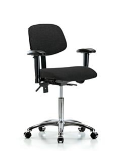 Neta ECOM Fabric Medium Bench Height Chair - Chrome Base Arms Chrome
