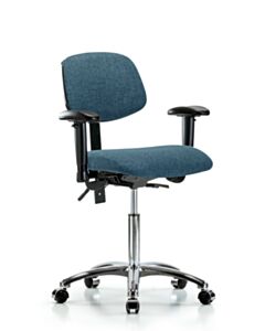Neta ECOM Fabric Medium Bench Height Chair - Chrome Base Arms Chrome
