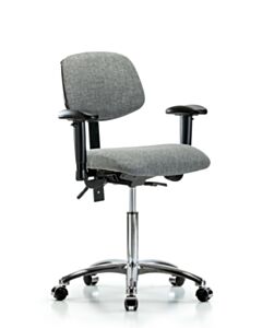 Neta ECOM Fabric Medium Bench Height Chair - Chrome Base Arms Chrome