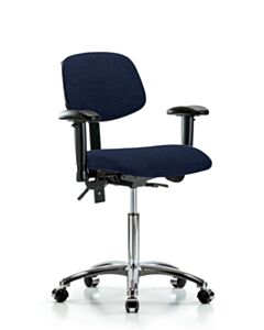 Neta ECOM Fabric Medium Bench Height Chair - Chrome Base Arms Chrome