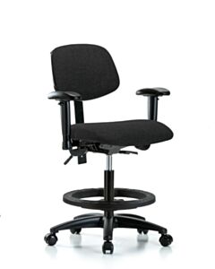 Neta ECOM Fabric Medium Bench Height Chair - Nylon Base Arms Black
