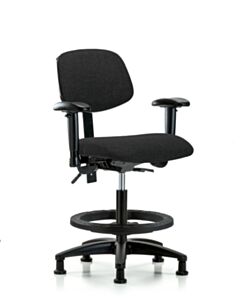 Neta ECOM Fabric Medium Bench Height Chair - Nylon Base Arms Black