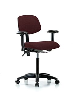 Neta ECOM Fabric Medium Bench Height Chair - Nylon Base Arms Casters