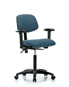 Neta ECOM Fabric Medium Bench Height Chair - Nylon Base Arms Casters