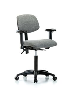 Neta ECOM Fabric Medium Bench Height Chair - Nylon Base Arms Casters