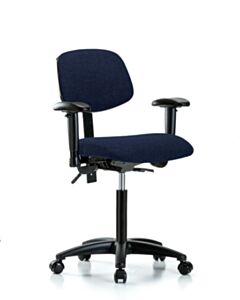 Neta ECOM Fabric Medium Bench Height Chair - Nylon Base Arms Casters