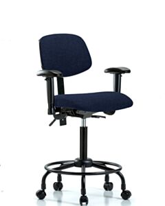 Neta ECOM Fabric Medium Bench Height Chair - Round Tube Base Arms