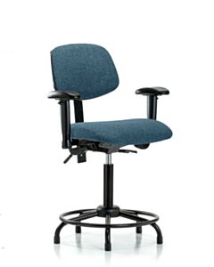 Neta ECOM Fabric Medium Bench Height Chair - Round Tube Base Arms