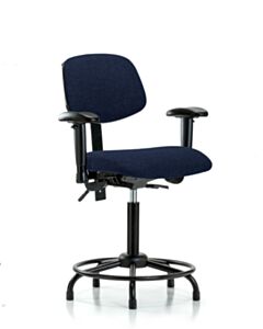 Neta ECOM Fabric Medium Bench Height Chair - Round Tube Base Arms