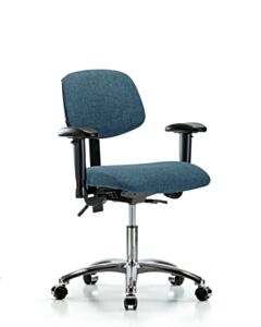 Neta ECOM Fabric Desk Height Chair - Chrome Base Arms Chrome Casters