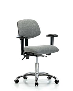 Neta ECOM Fabric Desk Height Chair - Chrome Base Arms Chrome Casters