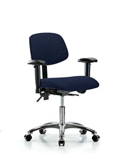 Neta ECOM Fabric Desk Height Chair - Chrome Base Arms Chrome Casters