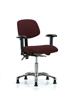 Neta ECOM Fabric Desk Height Chair - Chrome Base Arms Glides Burgundy