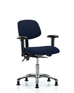 Neta ECOM Fabric Desk Height Chair - Chrome Base Arms Glides Navy