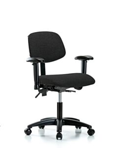 Neta ECOM Fabric Desk Height Chair - Nylon Base Arms Casters Black