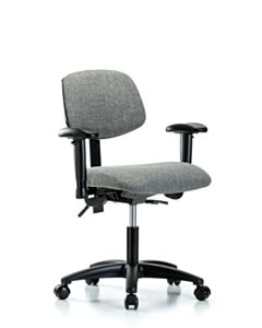 Neta ECOM Fabric Desk Height Chair - Nylon Base Arms Casters Grey