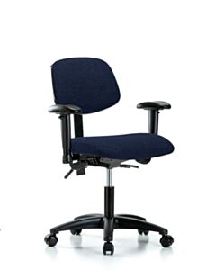 Neta ECOM Fabric Desk Height Chair - Nylon Base Arms Casters Navy
