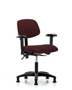 Neta ECOM Fabric Desk Height Chair - Nylon Base Arms Glides Burgundy