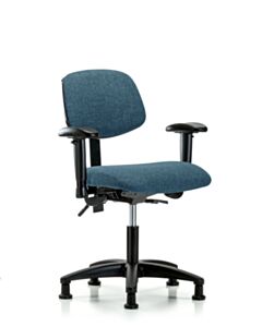 Neta ECOM Fabric Desk Height Chair - Nylon Base Arms Glides Blue