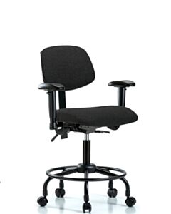 Neta ECOM Fabric Desk Height Chair - Round Tube Base Arms Casters