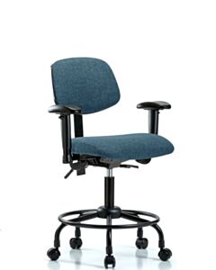 Neta ECOM Fabric Desk Height Chair - Round Tube Base Arms Casters
