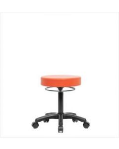 Neta ECOM Vinyl Desk Height Mini Stool - Nylon Base, Casters, Orange