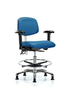Neta ECOM Esd/Clean Room Medium Bench Height Chair - Chrome Base Arms