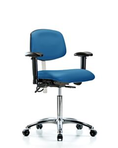 Neta ECOM Esd/Clean Room Medium Bench Height Chair - Chrome Base Arms