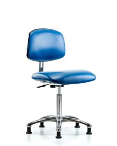 Neta ECOM Esd/Clean Room Vinyl Medium Bench Height Chair - Chrome Base