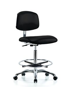 Neta ECOM Esd/Clean Room Vinyl High Bench Height Chair - Chrome Base