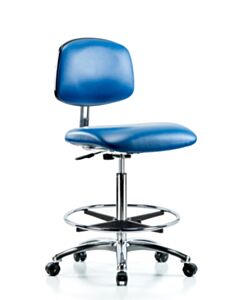 Neta ECOM Esd/Clean Room Vinyl High Bench Height Chair - Chrome Base