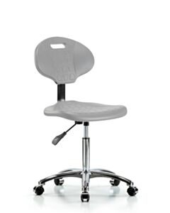 Neta ECOM Erie Polyurethane Chair Chrome - Medium Bench Height with Chrome Casters in Gray Polyurethane