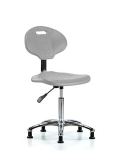 Neta ECOM Erie Polyurethane Chair Chrome - Medium Bench Height with Stationary Glides in Gray Polyurethane