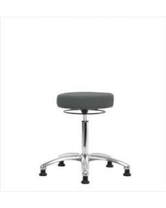 Neta ECOM Fabric Medium Bench Height Stool - Chrome Base, Glides, Grey